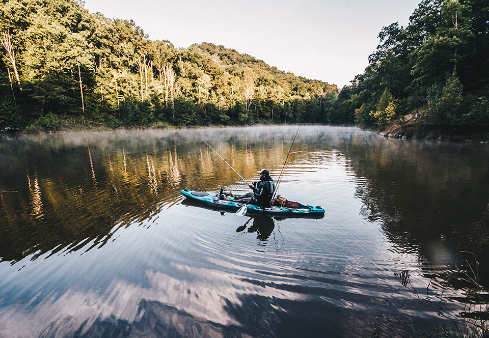 Kayaker fishing