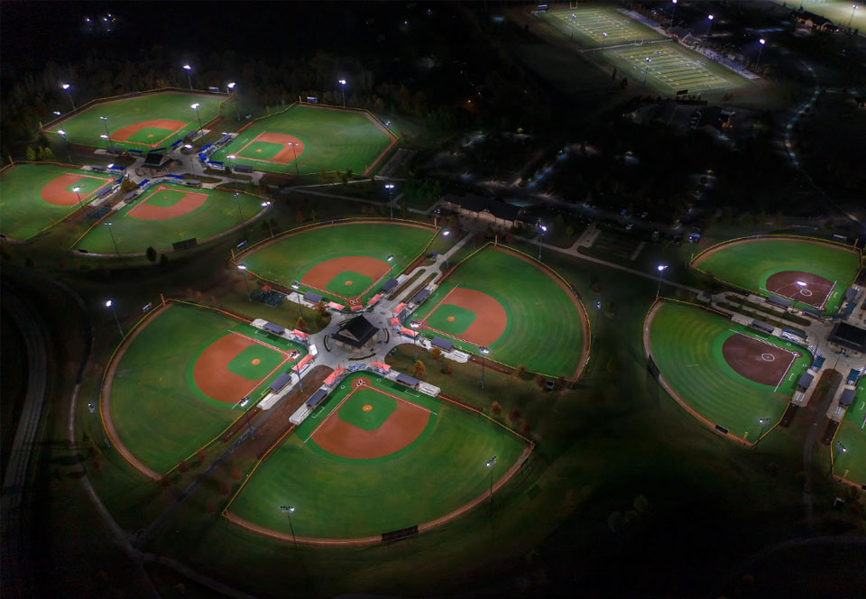 Aerial view at night