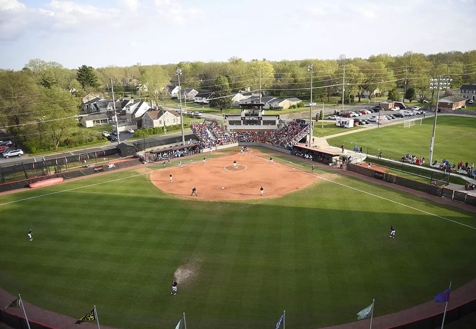 Bird's eye view of softball game