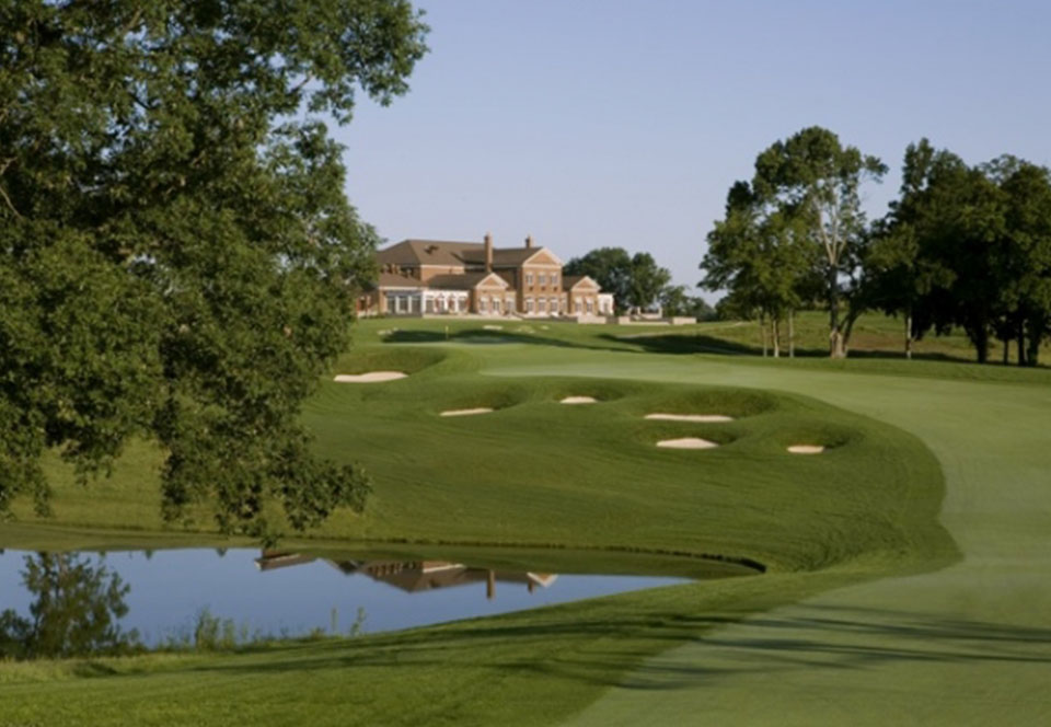 Golf course view of clubhouse